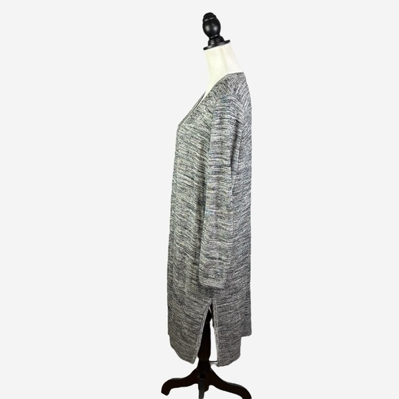 Talbots Lightweight Marled Duster Cardigan Size L Open Front Knee Length Slits - Picture 4 of 13